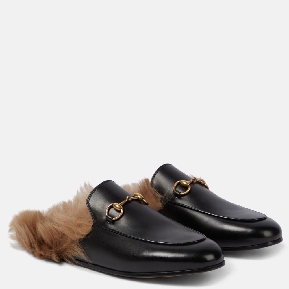 Gucci Black Princeton Fur Mules